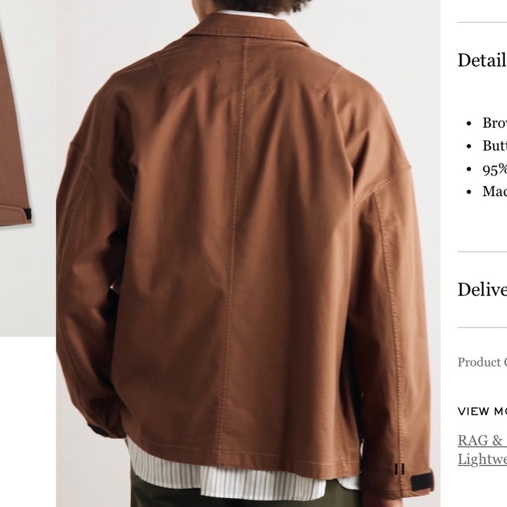 RAG & BONE Mercer Corduroy Barn Jacket Chocolate SZ L - Picture 3 of 16